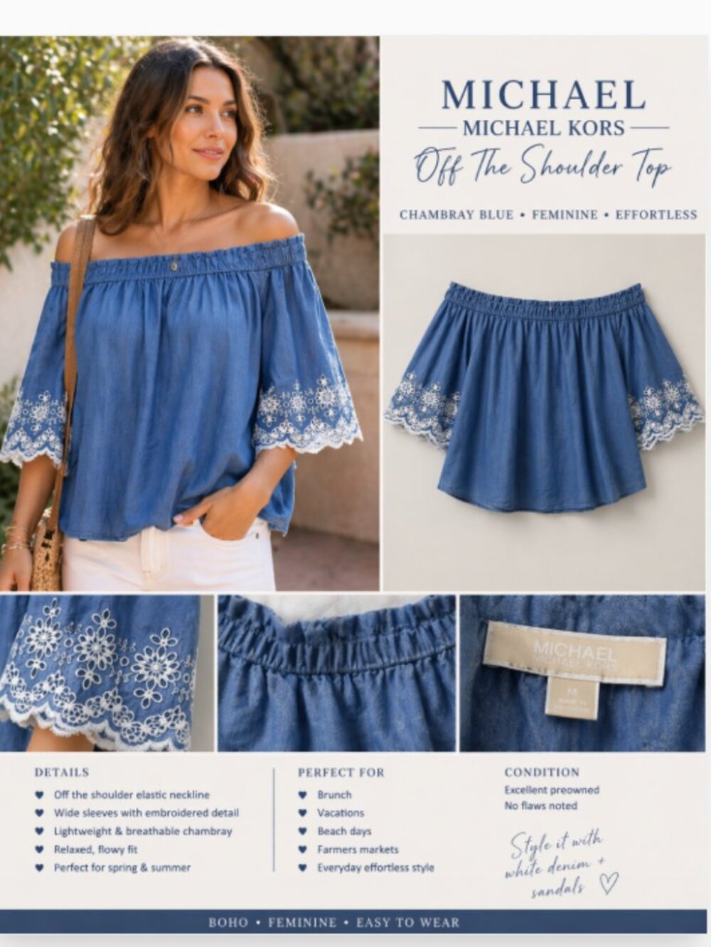 MICHAEL KORS SIZE MEDIUM OFF THE SHOULDER - Picture 2 of 9